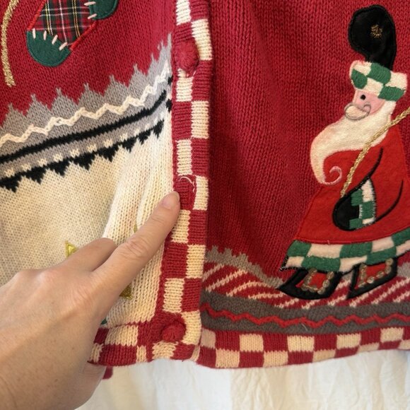 Theme Works Kikit Women XL Christmas Sweater Vest Vintage Red Holiday Snowman - Picture 8 of 10